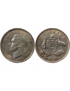 AUSTRALIE, GEORGE VI - 6 PENCE ARGENT 1942 MELBOURNE 2