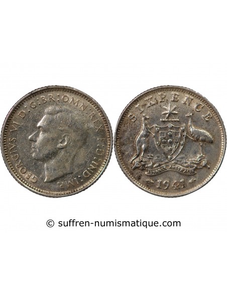 AUSTRALIE, GEORGE VI - 6 PENCE ARGENT 1942 MELBOURNE