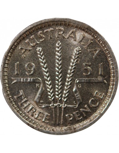 AUSTRALIE, GEORGE VI - 3 PENCE 1951 LONDRES