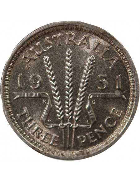 AUSTRALIE, GEORGE VI - 3 PENCE 1951 LONDRES