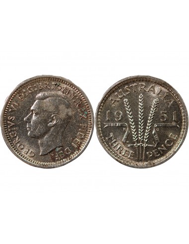 AUSTRALIE, GEORGE VI - 3 PENCE 1951 LONDRES
