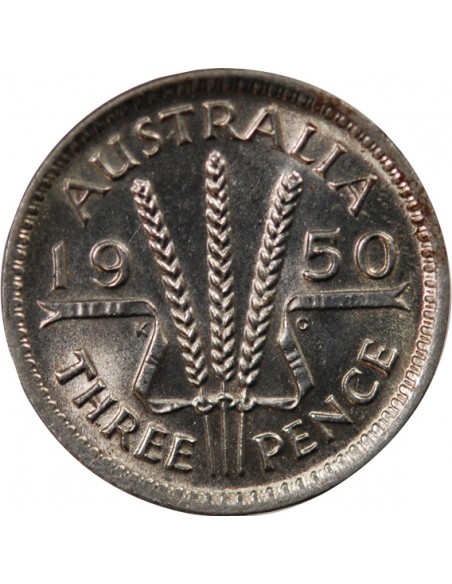 AUSTRALIE, GEORGE VI - 3 PENCE 1950 MELBOURNE