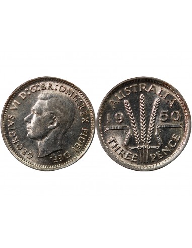 AUSTRALIE, GEORGE VI - 3 PENCE 1950 MELBOURNE