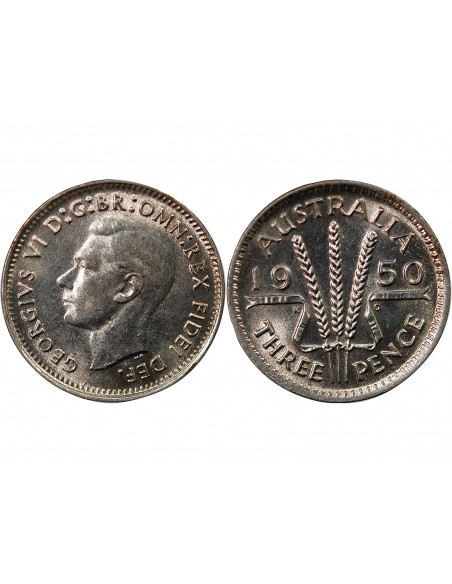 AUSTRALIE, GEORGE VI - 3 PENCE 1950 MELBOURNE