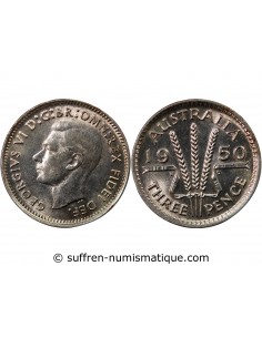AUSTRALIE, GEORGE VI - 3 PENCE 1950 MELBOURNE