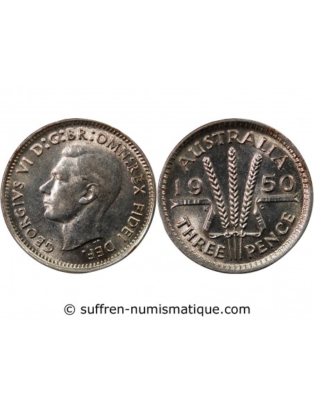 AUSTRALIE, GEORGE VI - 3 PENCE 1950 MELBOURNE