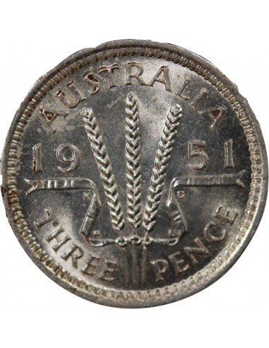 AUSTRALIE, GEORGE VI - 3 PENCE 1951 LONDRES