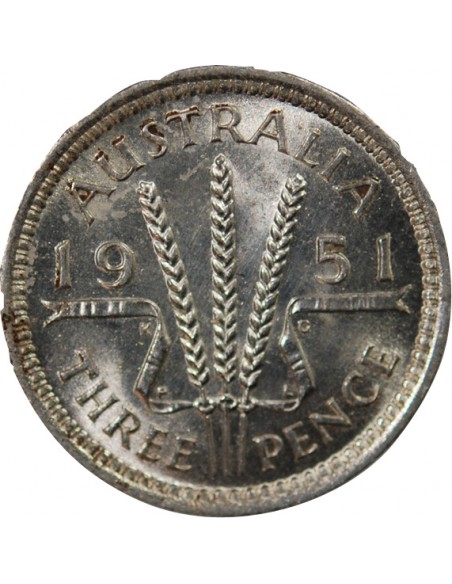 AUSTRALIE, GEORGE VI - 3 PENCE 1951 LONDRES