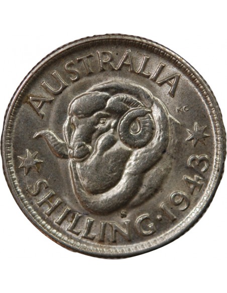 AUSTRALIE, GEORGE VI - SHILLING ARGENT 1943 S SAN FRANCISCO