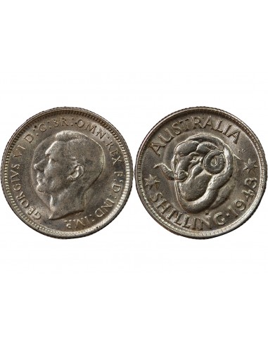 AUSTRALIE, GEORGE VI - SHILLING ARGENT 1943 S SAN FRANCISCO