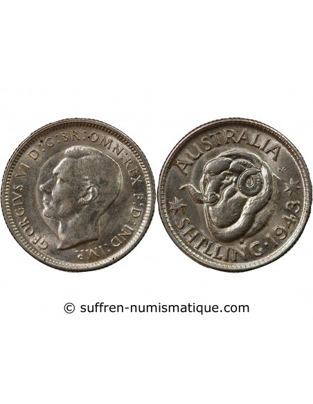 AUSTRALIE, GEORGE VI - SHILLING ARGENT 1943 S SAN FRANCISCO