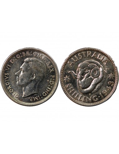 AUSTRALIE, GEORGE VI - SHILLING ARGENT 1943 S SAN FRANCISCO