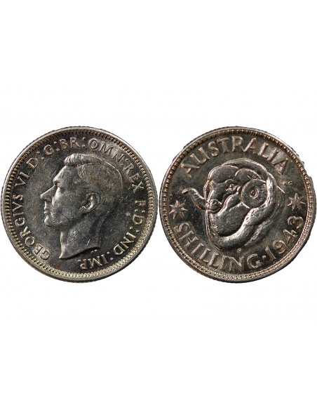 AUSTRALIE, GEORGE VI - SHILLING ARGENT 1943 S SAN FRANCISCO