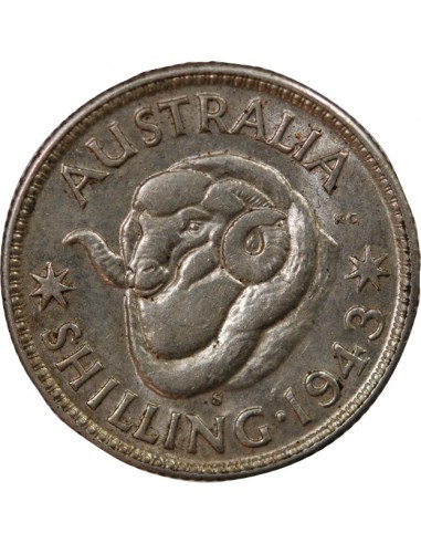 AUSTRALIE, GEORGE VI - SHILLING ARGENT 1943 S SAN FRANCISCO