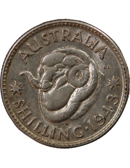 AUSTRALIE, GEORGE VI - SHILLING ARGENT 1943 S SAN FRANCISCO