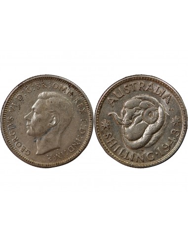 AUSTRALIE, GEORGE VI - SHILLING ARGENT 1943 S SAN FRANCISCO