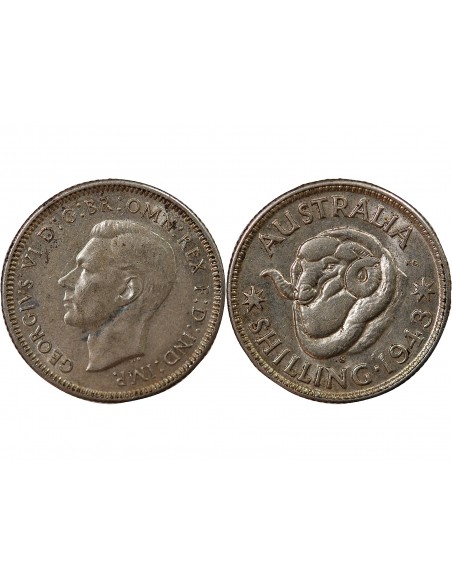 AUSTRALIE, GEORGE VI - SHILLING ARGENT 1943 S SAN FRANCISCO