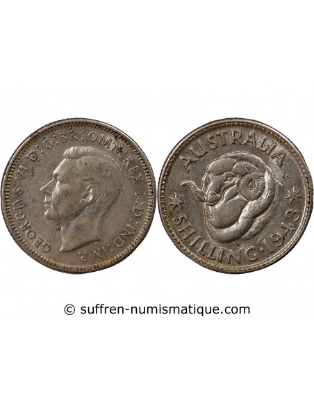 AUSTRALIE, GEORGE VI - SHILLING ARGENT 1943 S SAN FRANCISCO