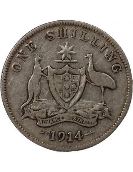 AUSTRALIE, GEORGE V - SHILLING ARGENT 1914 MELBOURNE