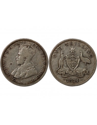 AUSTRALIE, GEORGE V - SHILLING ARGENT 1914 MELBOURNE