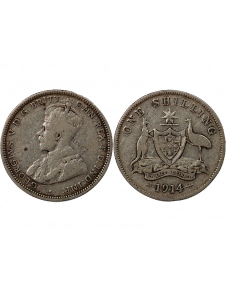 AUSTRALIE, GEORGE V - SHILLING ARGENT 1914 MELBOURNE