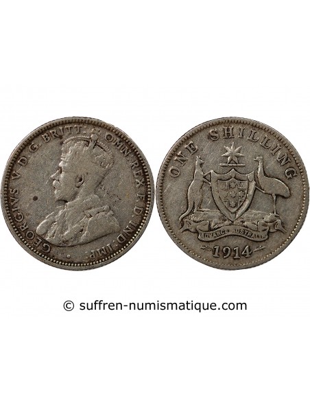 AUSTRALIE, GEORGE V - SHILLING ARGENT 1914 MELBOURNE