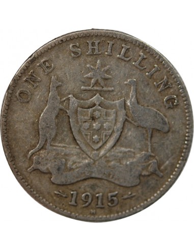 AUSTRALIE, GEORGE V - SHILLING ARGENT 1915 H HEATON