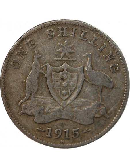 AUSTRALIE, GEORGE V - SHILLING ARGENT 1915 H HEATON