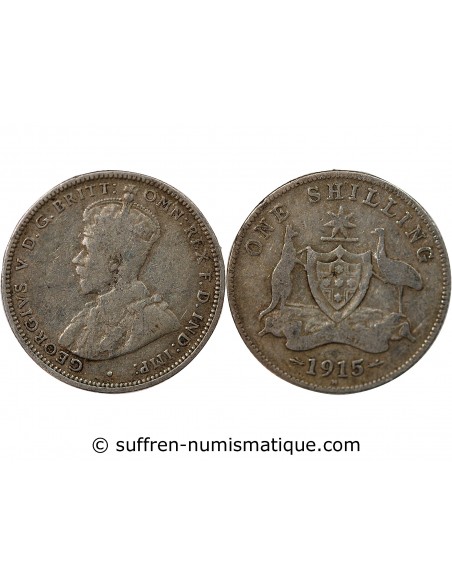 AUSTRALIE, GEORGE V - SHILLING ARGENT 1915 H HEATON