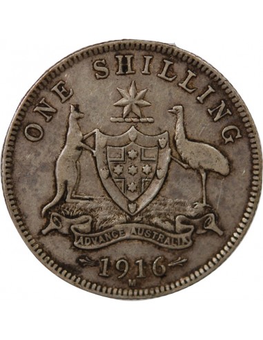 AUSTRALIE, GEORGE V - SHILLING ARGENT 1916 M MELBOURNE