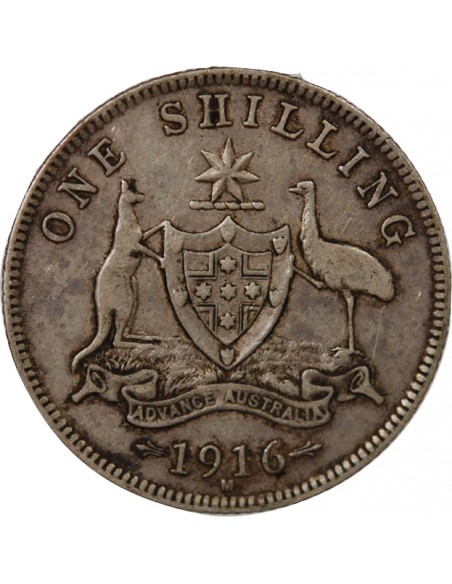 AUSTRALIE, GEORGE V - SHILLING ARGENT 1916 M MELBOURNE