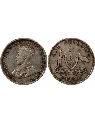 AUSTRALIE, GEORGE V - SHILLING ARGENT 1916 M MELBOURNE