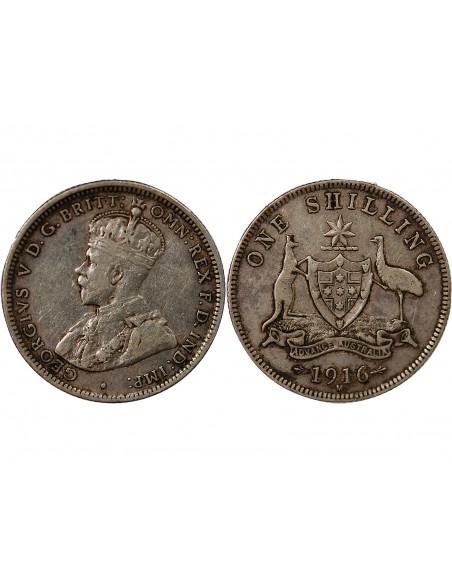 AUSTRALIE, GEORGE V - SHILLING ARGENT 1916 M MELBOURNE