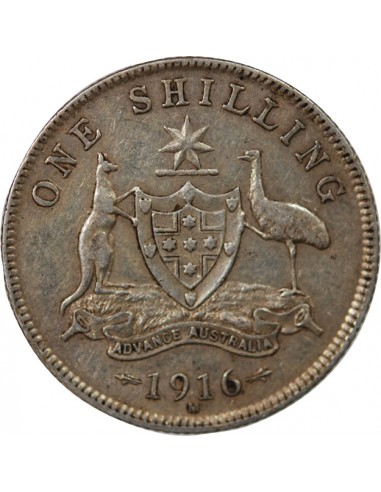 AUSTRALIE, GEORGE V - SHILLING ARGENT 1916 M MELBOURNE