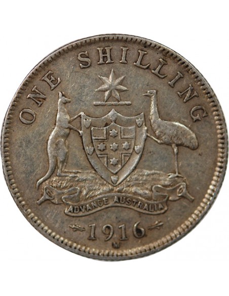 AUSTRALIE, GEORGE V - SHILLING ARGENT 1916 M MELBOURNE