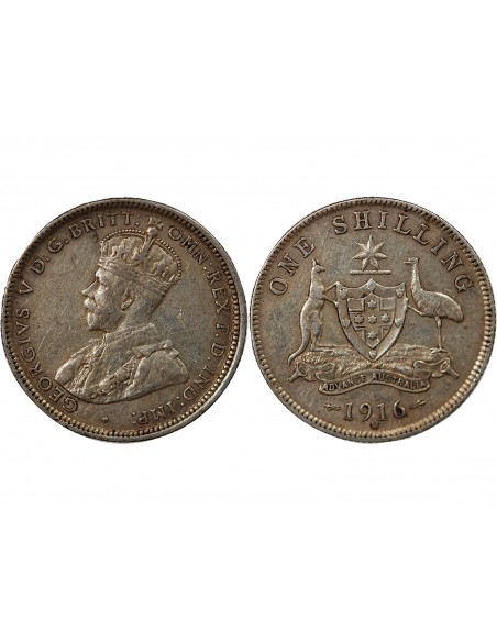 AUSTRALIE, GEORGE V - SHILLING ARGENT 1916 M MELBOURNE