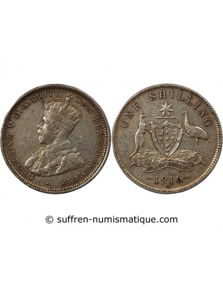 AUSTRALIE, GEORGE V - SHILLING ARGENT 1916 M MELBOURNE