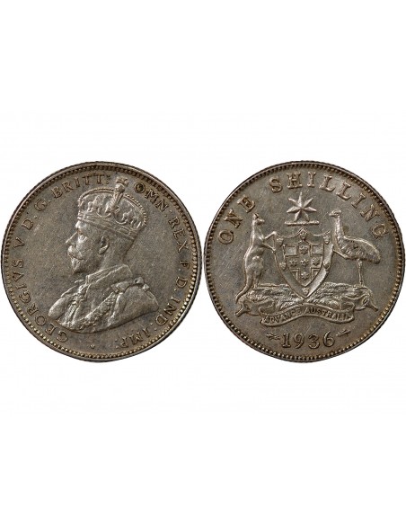 AUSTRALIE, GEORGE V - SHILLING ARGENT 1936 MELBOURNE