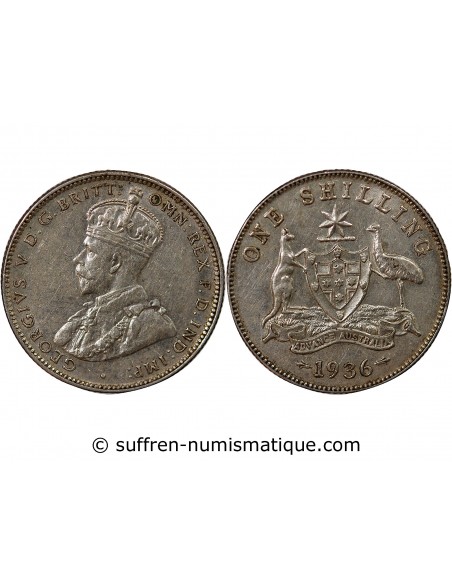 AUSTRALIE, GEORGE V - SHILLING ARGENT 1936 MELBOURNE