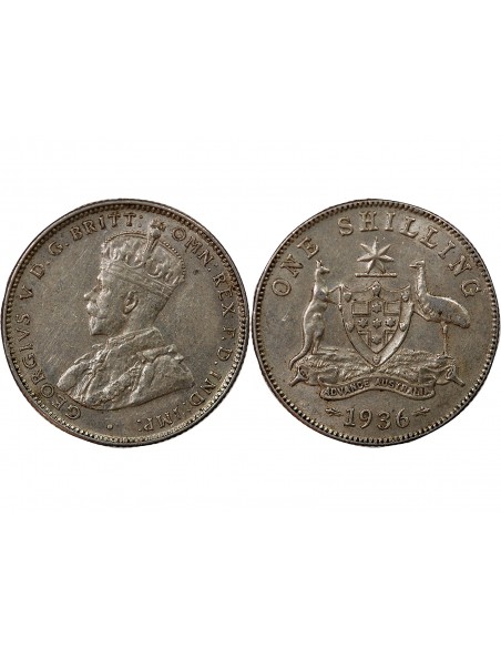 AUSTRALIE, GEORGE V - SHILLING ARGENT 1936 MELBOURNE