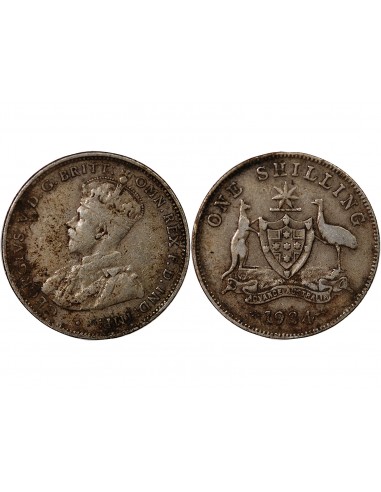 AUSTRALIE, GEORGE V - SHILLING ARGENT 1934 MELBOURNE