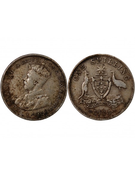 AUSTRALIE, GEORGE V - SHILLING ARGENT 1934 MELBOURNE