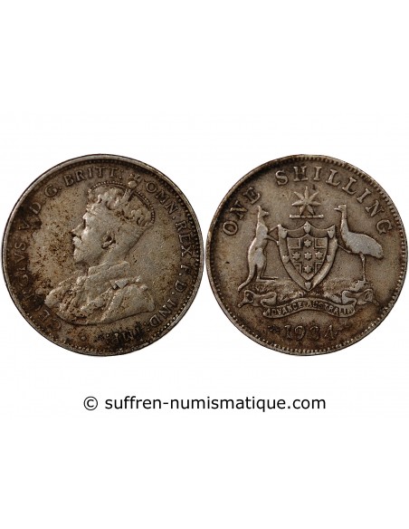 AUSTRALIE, GEORGE V - SHILLING ARGENT 1934 MELBOURNE