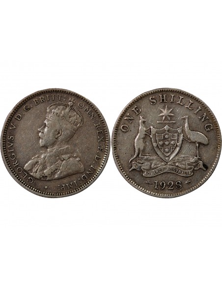 AUSTRALIE, GEORGE V - SHILLING ARGENT 1928 MELBOURNE