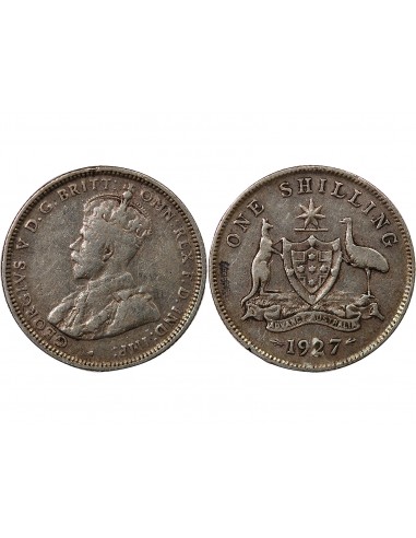 AUSTRALIE, GEORGE V - SHILLING ARGENT 1927 MELBOURNE