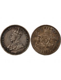 AUSTRALIE, GEORGE V - SHILLING ARGENT 1927 MELBOURNE 2