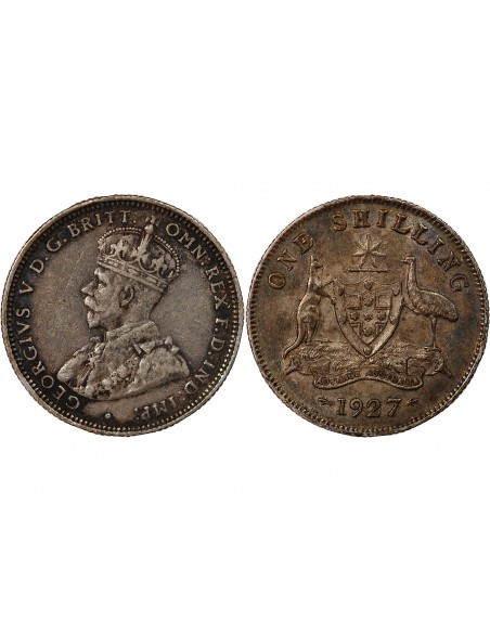 AUSTRALIE, GEORGE V - SHILLING ARGENT 1927 MELBOURNE