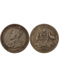 AUSTRALIE, GEORGE V - SHILLING ARGENT 1924 MELBOURNE 2