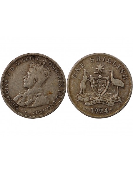 AUSTRALIE, GEORGE V - SHILLING ARGENT 1924 MELBOURNE