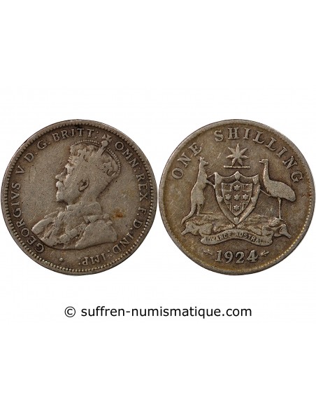AUSTRALIE, GEORGE V - SHILLING ARGENT 1924 MELBOURNE